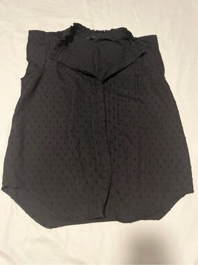Ann Taylor Black Sleeveless Swiss Dot Blouse